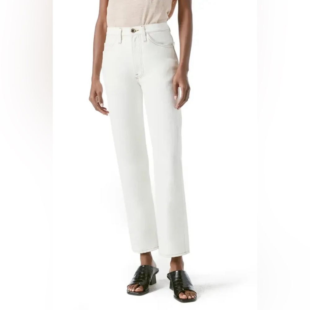 White FRAME Le Italien High Waist Ankle Straight Leg Jeans